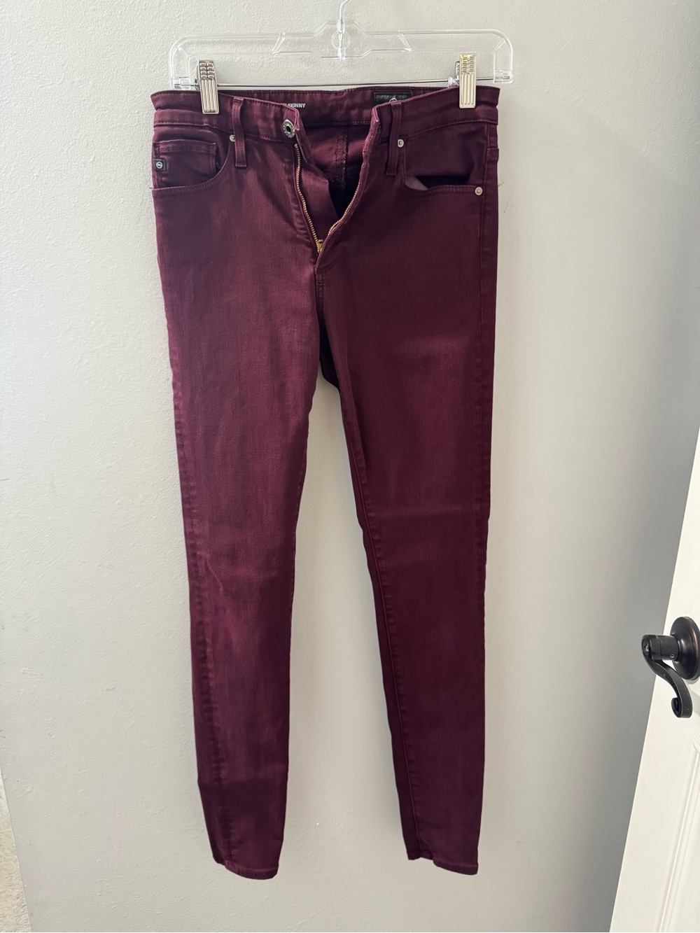 AG The Farrah Skinny Burgundy High Rise Jeans Size 26R